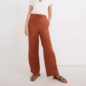 Madewell | Linen-Blend Huston Pull-On Full-Length Pants - Orange / Rust